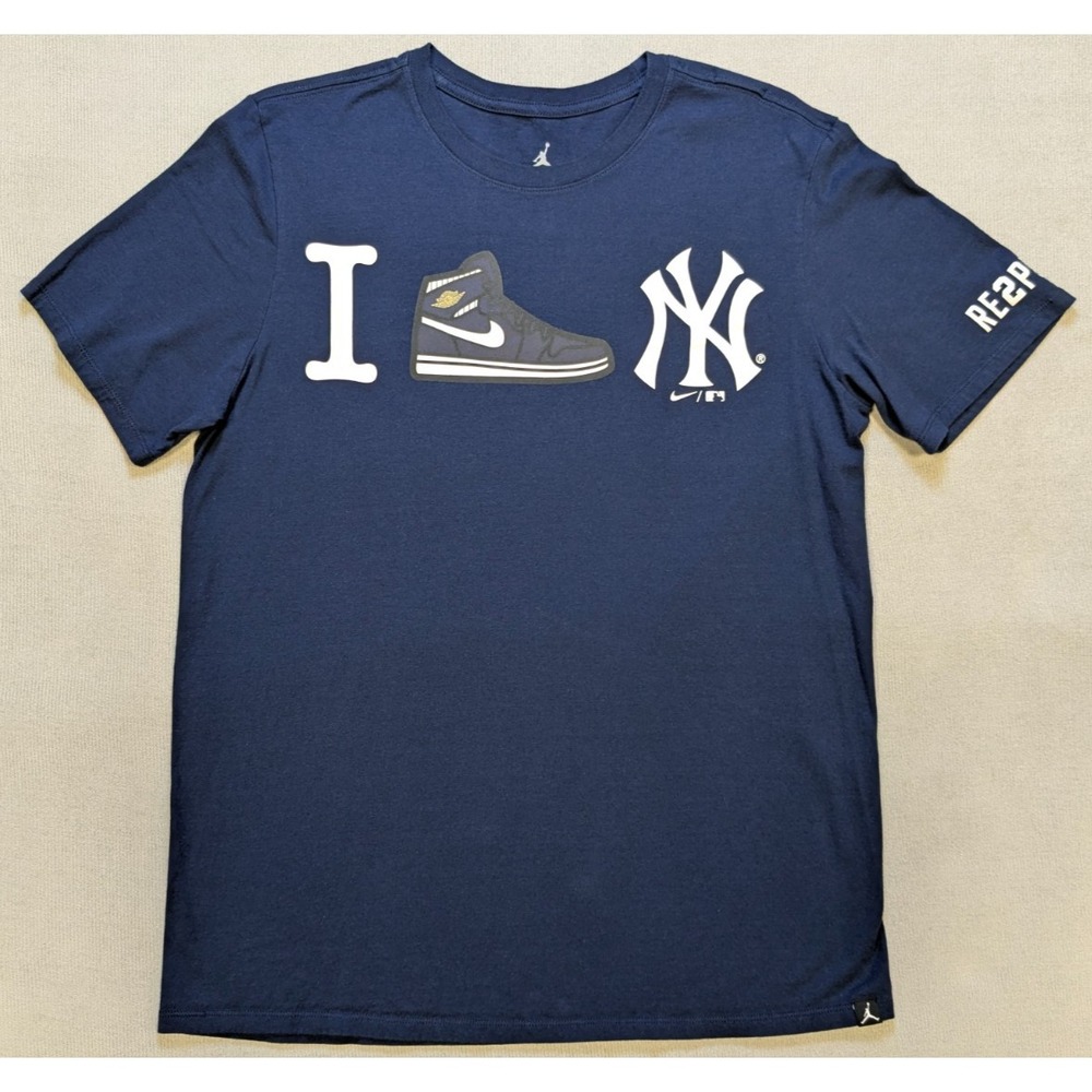 New York Yankees Shirt Mens Large Blue Jordan Derek Jeter Nike MLB Baseball